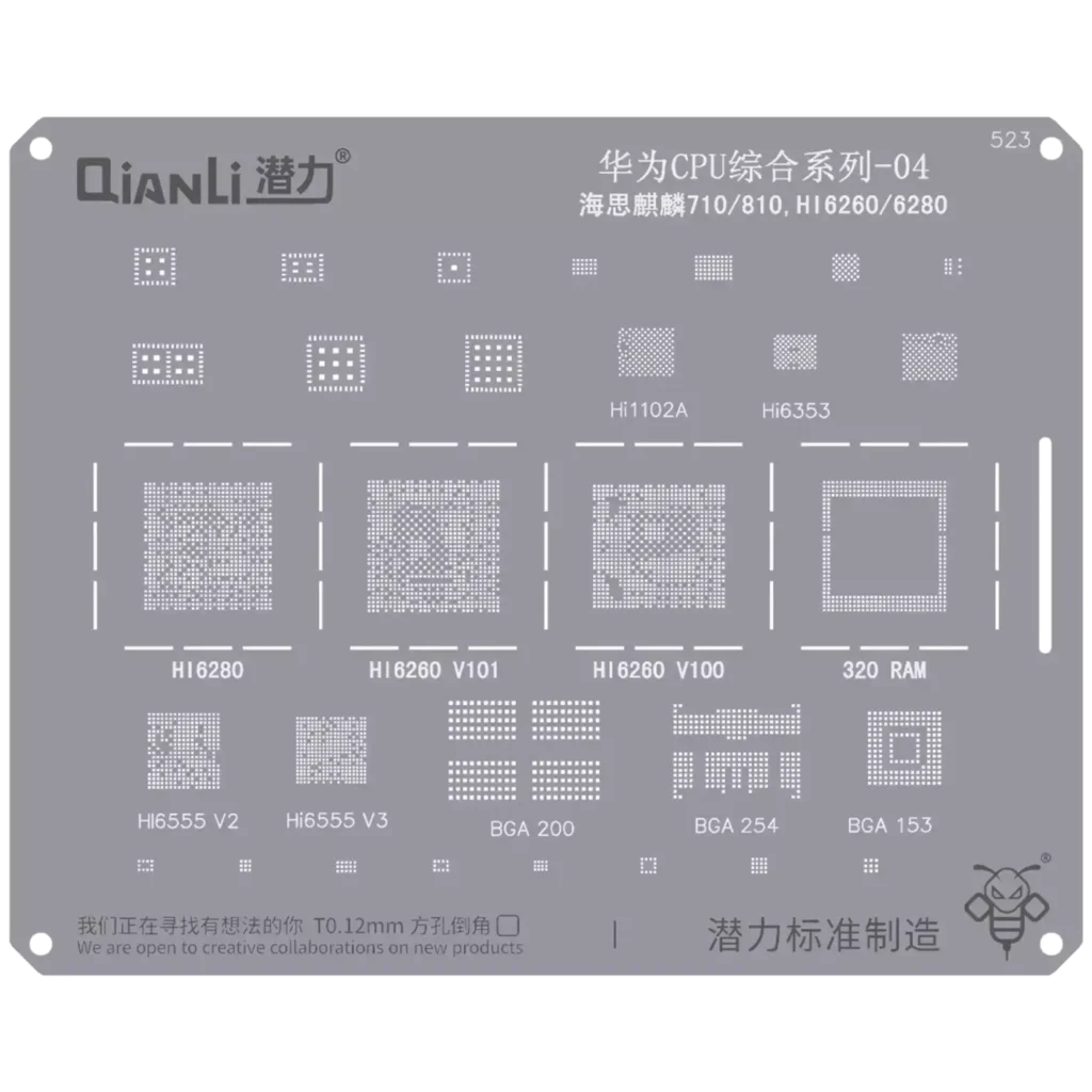 Bumblebee Stencil (QS523) Huawei CPU 04-Kirin 710 / 810 / HI6260 / 6280 (Qianli)