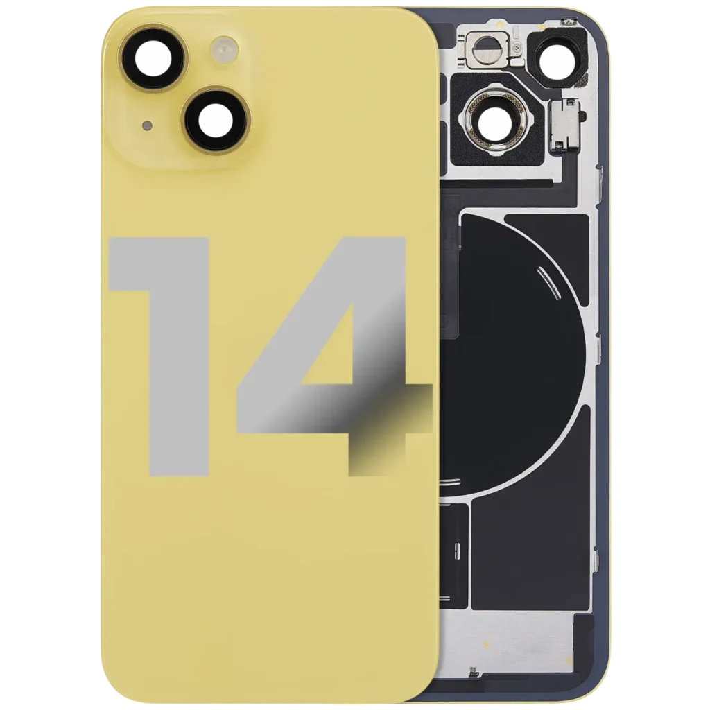 Back Glass w/ MagSafe Magnet & NFC & Flashlight Flex For iPhone 14 (Used OEM Pull: Grade B) (Yellow)