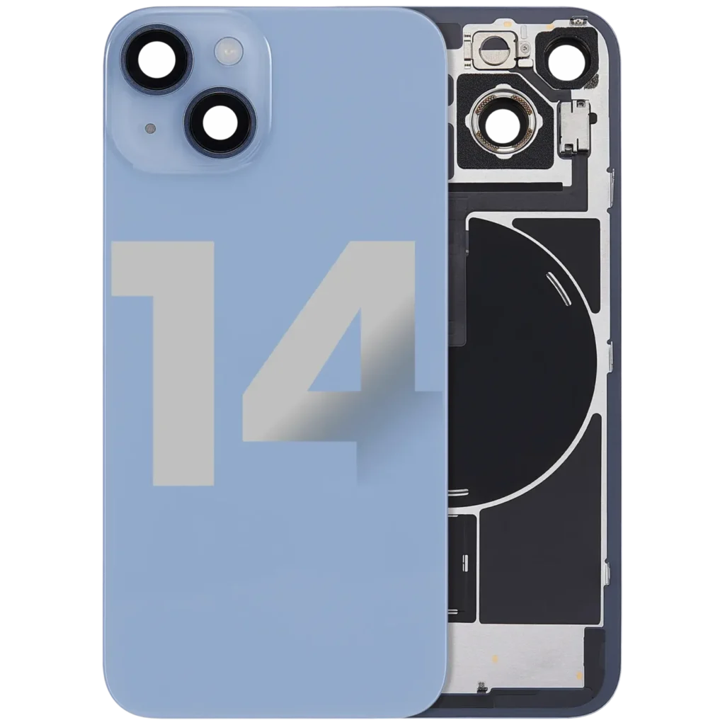 Back Glass w/ MagSafe Magnet & NFC & Flashlight Flex For iPhone 14 (Used OEM Pull: Grade B) (Blue)