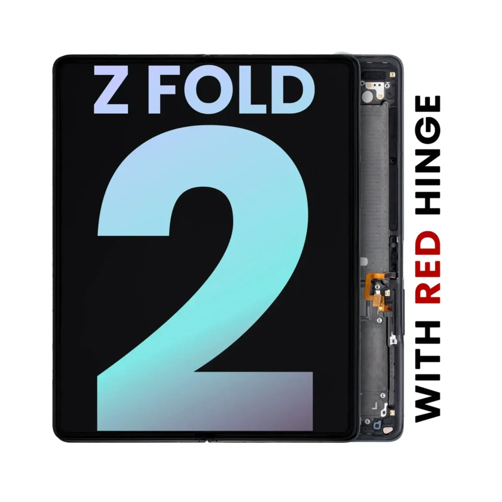 Inner OLED Assembly With Frame For Samsung Galaxy Z Fold 2 5G (US & International) (Service Pack) (Mystic Black With Red Hinge)