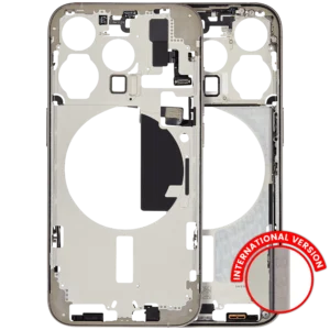 Mid-Frame Housing W/ Small Parts For iPhone 15 Pro (EU / Global Version) (Used OEM Pull: Grade B) (Natural Titanium)