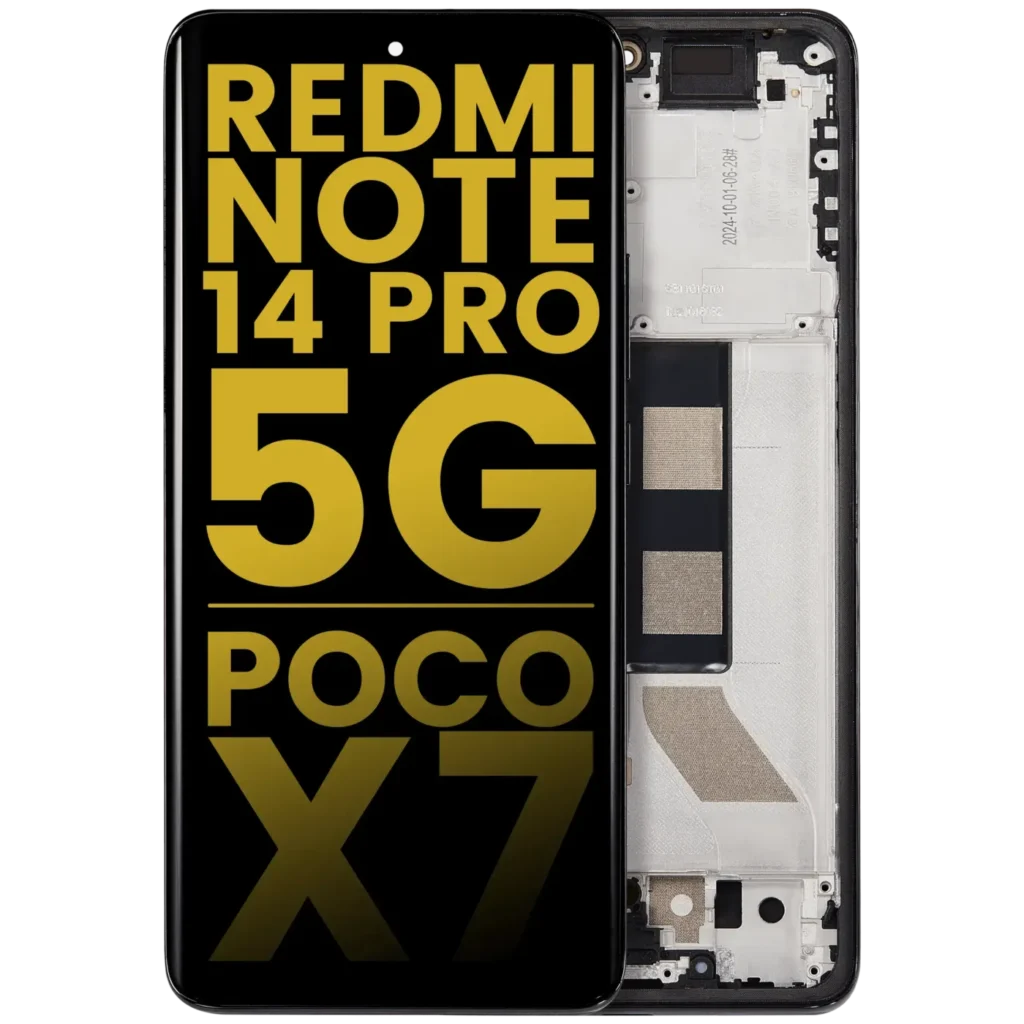 OLED Assembly With Frame Compatible For Xiaomi Redmi Note 14 Pro 5G / Poco X7 (Refurbished) (Black)