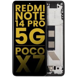 OLED Assembly With Frame Compatible For Xiaomi Redmi Note 14 Pro 5G / Poco X7 (Refurbished) (Black)