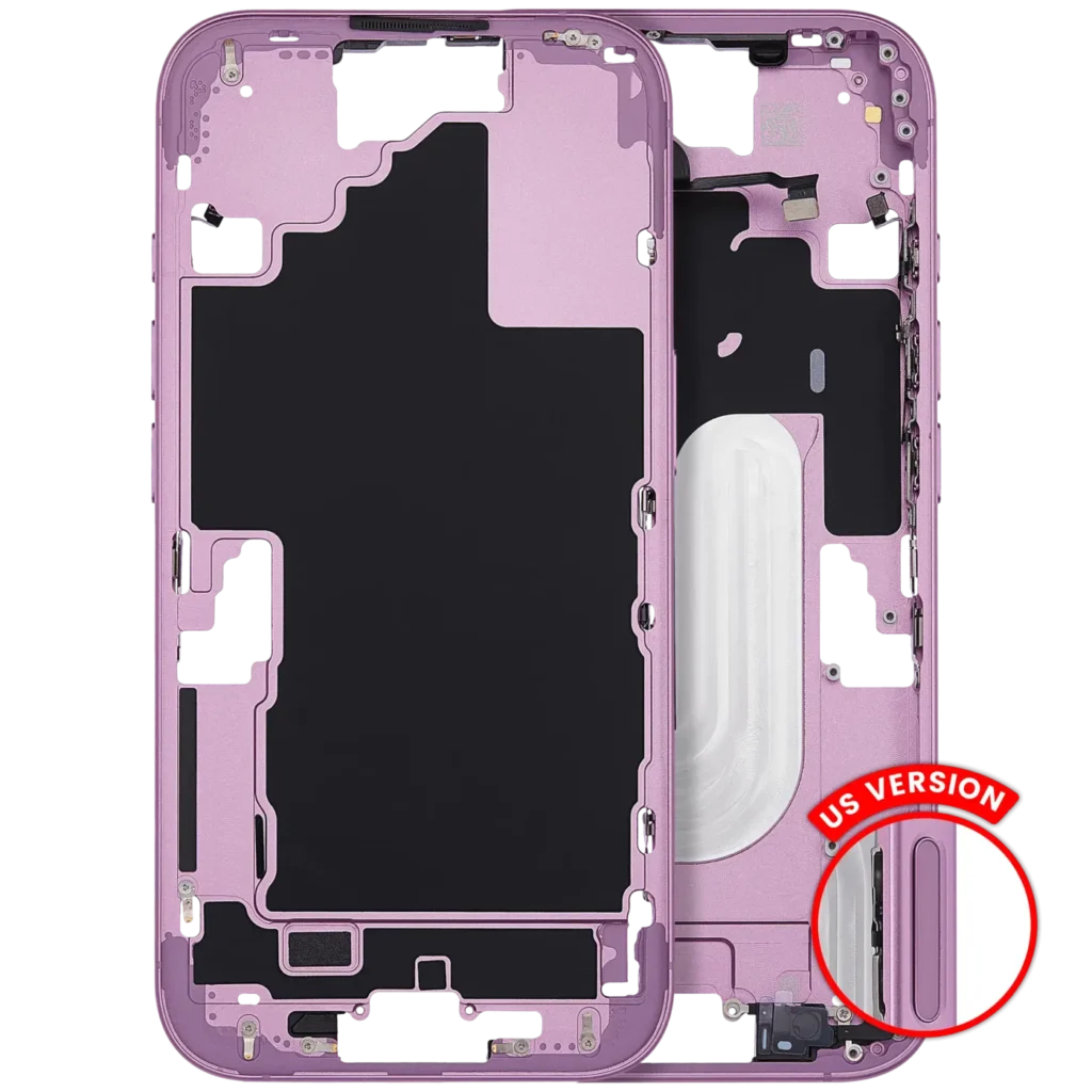 Mid-Frame Housing With Power And Volume Button For iPhone 16 (US Version) (Aftermarket Plus) (Pink)