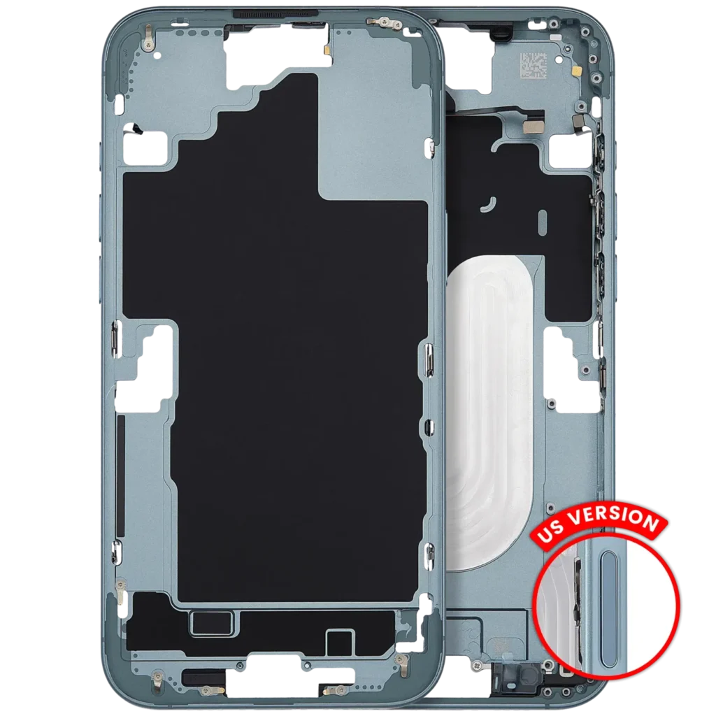 Mid-Frame Housing With Power And Volume Button For iPhone 16 Plus (US Version) (Aftermarket Plus) (Teal)