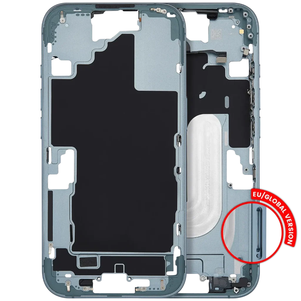 Mid-Frame Housing With Power And Volume Button For iPhone 16 (EU / Global Version) (Aftermarket Plus) (Teal)