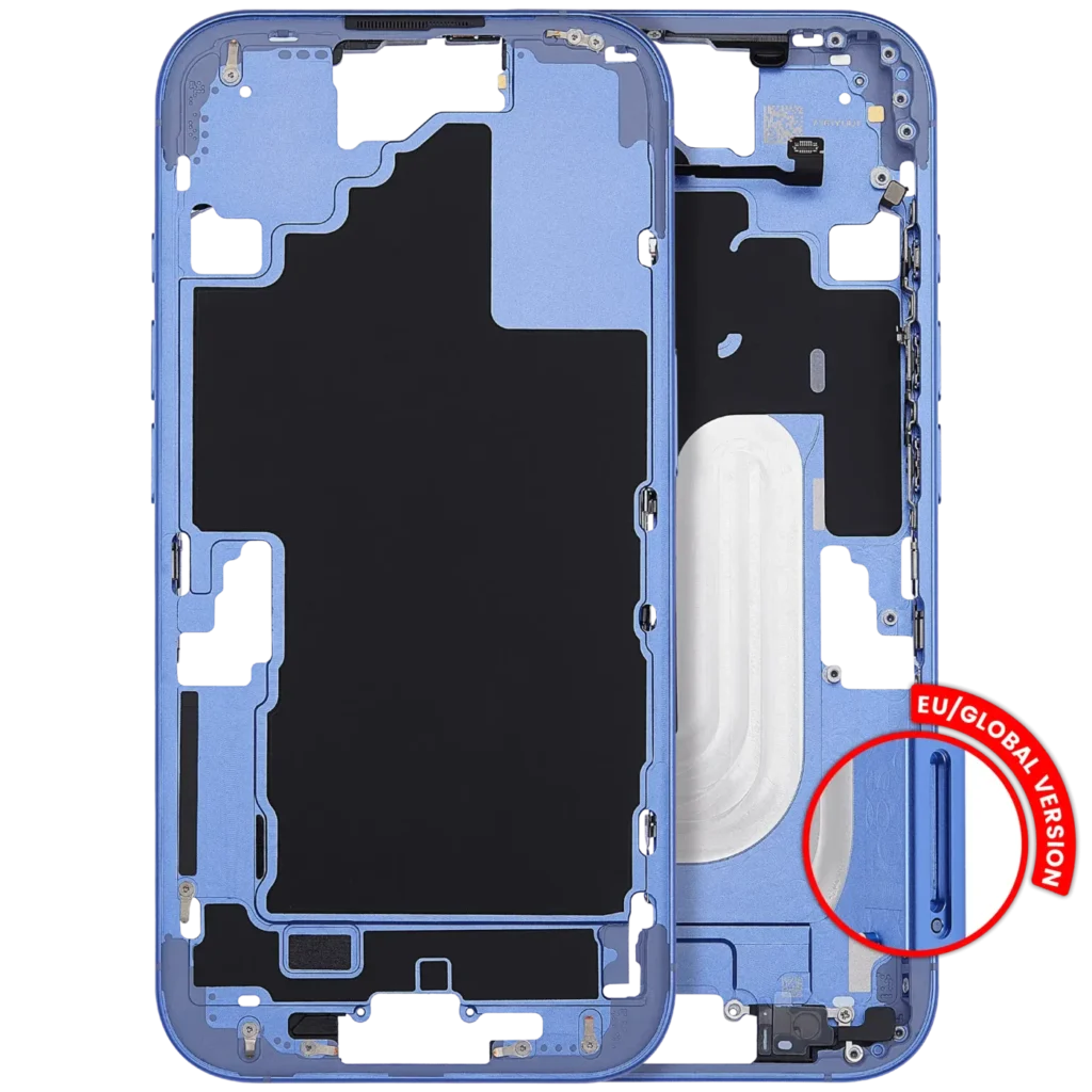 Mid-Frame Housing With Power And Volume Button For iPhone 16 (EU / Global Version) (Aftermarket Plus) (Ultramarine)