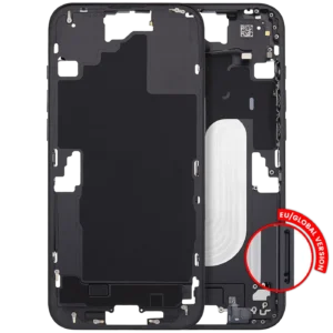 Mid-Frame Housing With Power And Volume Button For iPhone 16 Plus (EU / Global Version) (Aftermarket Plus) (Black)