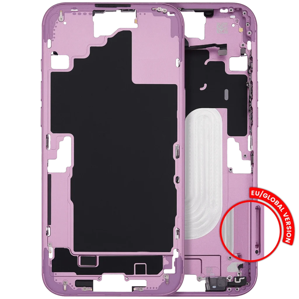 Mid-Frame Housing With Power And Volume Button For iPhone 16 Plus (EU / Global Version) (Aftermarket Plus) (Pink)