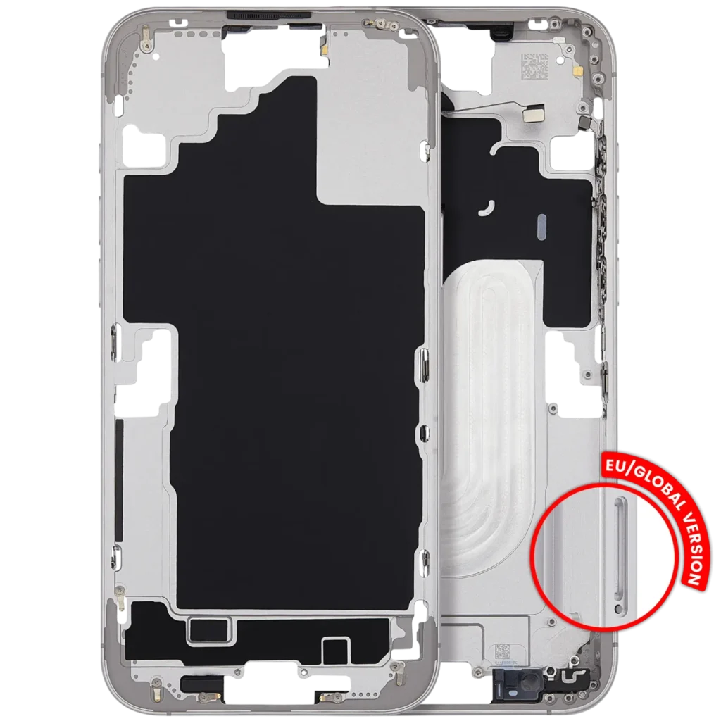 Mid-Frame Housing With Power And Volume Button For iPhone 16 Plus (EU / Global Version) (Aftermarket Plus) (White)
