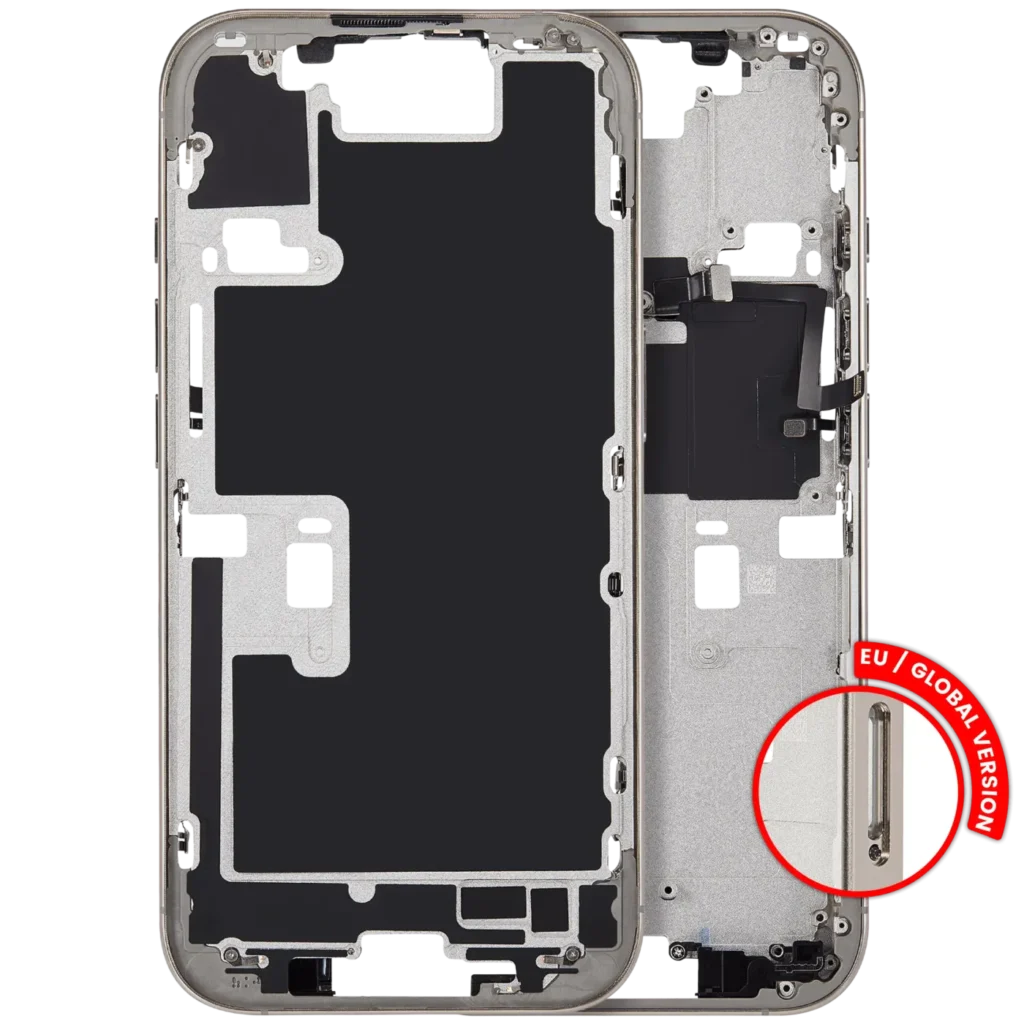 Mid-Frame Housing With Power And Volume Button For iPhone 16 Pro (EU / Global Version) (Aftermarket Plus) (Natural Titanium)