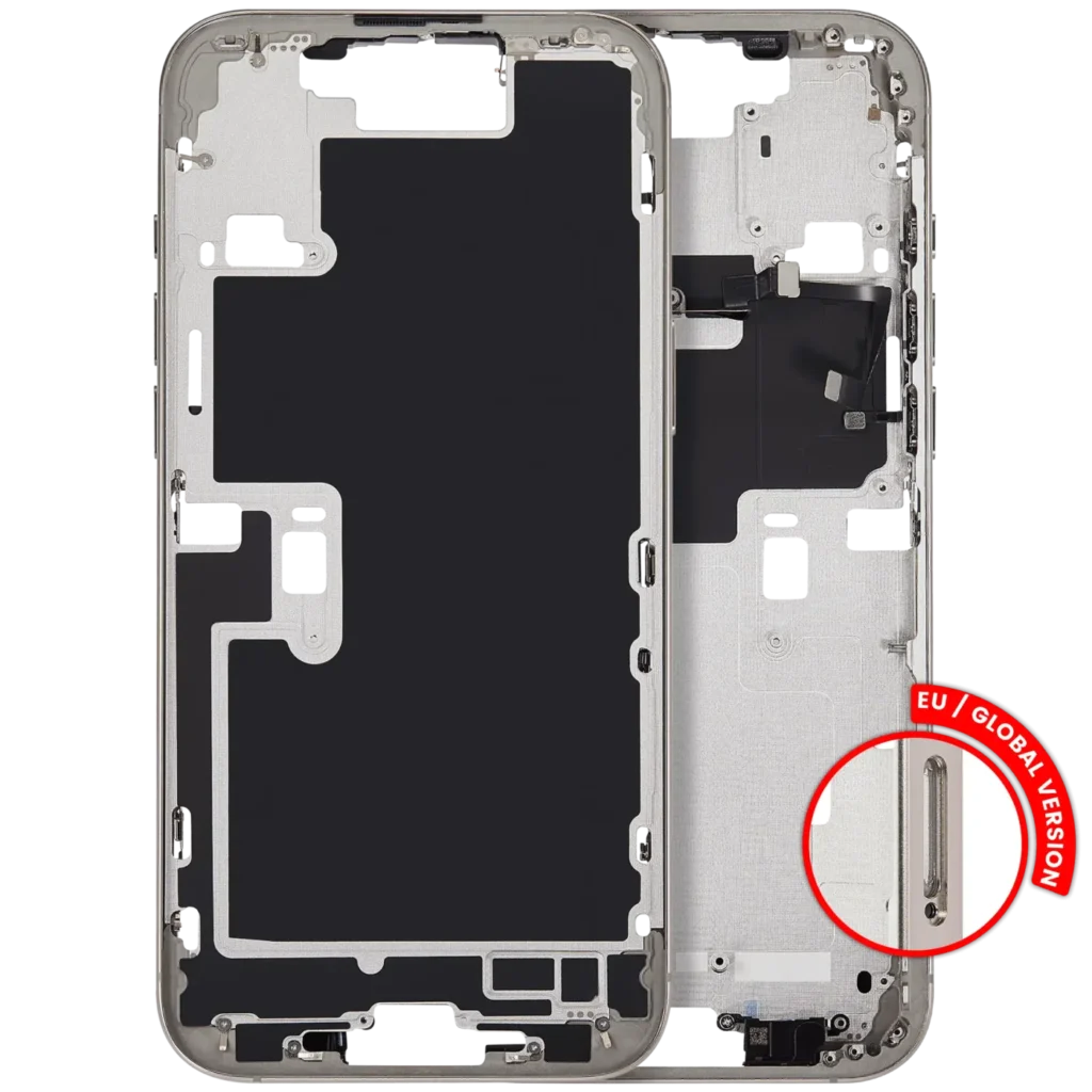 Mid-Frame Housing With Power And Volume Button For iPhone 16 Pro Max (EU / Global Version) (Aftermarket Plus) (Natural Titanium)
