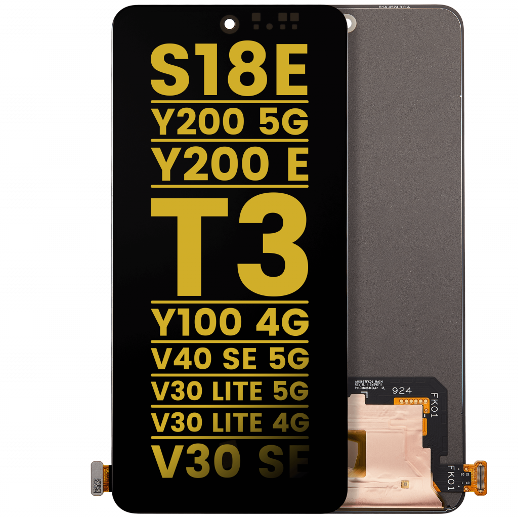 OLED Assembly Without Frame Compatible For Vivo S18e / Y200 5 G / Y200 E/ T3/ Y100 4G/ V40 SE 5G / V30 lite 5G / V30 lite 4G / V30 SE (Refurbished) (All Colors)