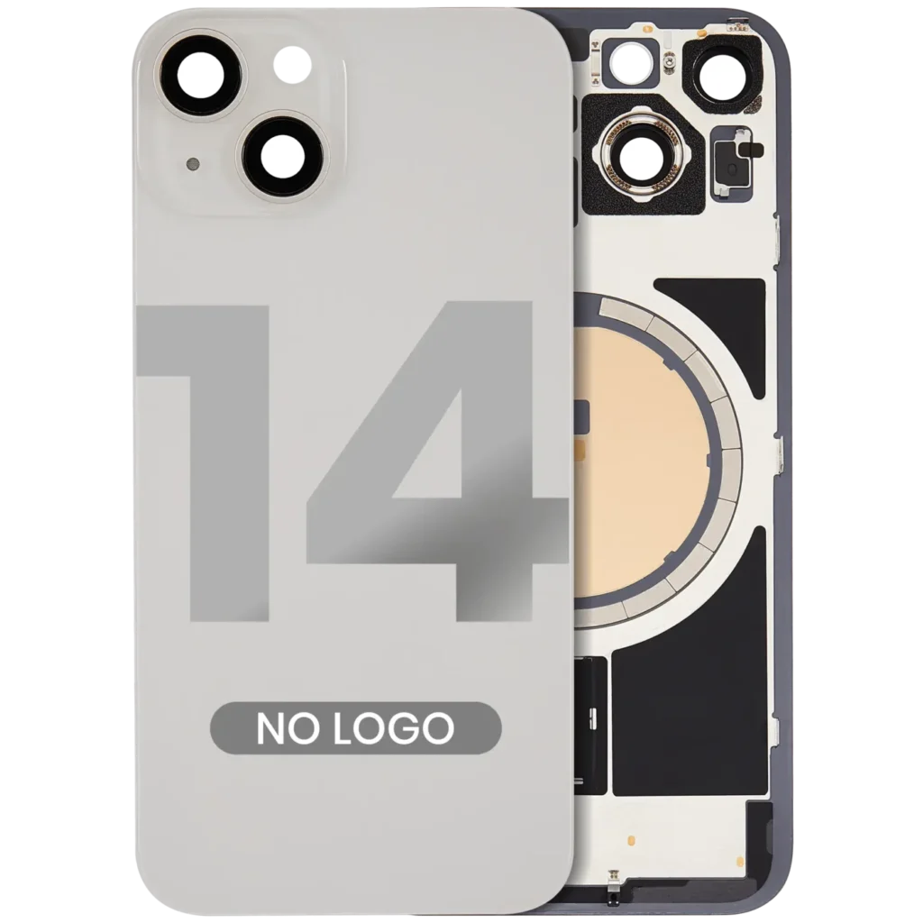 Back Glass w/ MagSafe Magnet For iPhone 14 (Aftermarket) (Starlight) (No Logo)