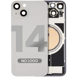 Back Glass w/ MagSafe Magnet For iPhone 14 (Aftermarket) (Starlight) (No Logo)
