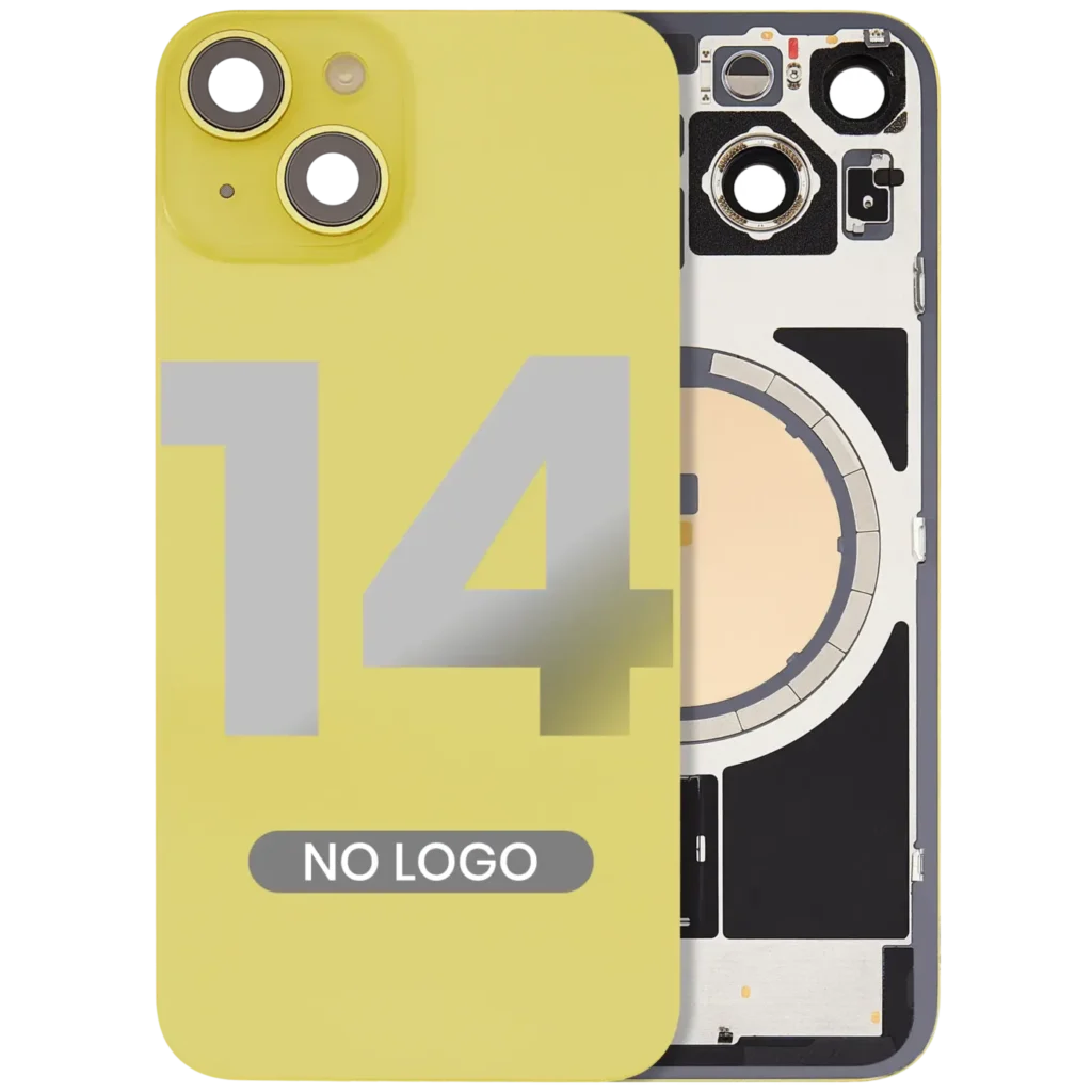 Back Glass w/ MagSafe Magnet For iPhone 14 (Aftermarket) (Yellow) (No Logo)
