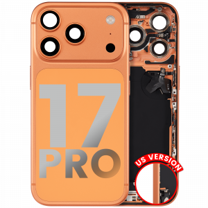 Back Housing W/ Charging Port Flex & Small Parts For iPhone 17 Pro (US Version) (Used OEM Pull: Grade A) (Cosmic Orange)