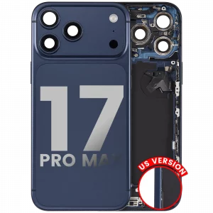 Back Housing W/ Charging Port Flex & Small Parts Compatible For iPhone 17 Pro Max (US Version) (Used OEM Pull: Grade A) (Deep Blue)