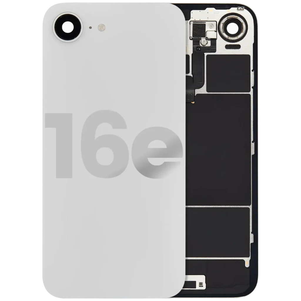 Back Glass w/ Wireless NFC Charging Flex & Flashlight Flex For iPhone 16e (Used OEM Pull: Grade B) (White)