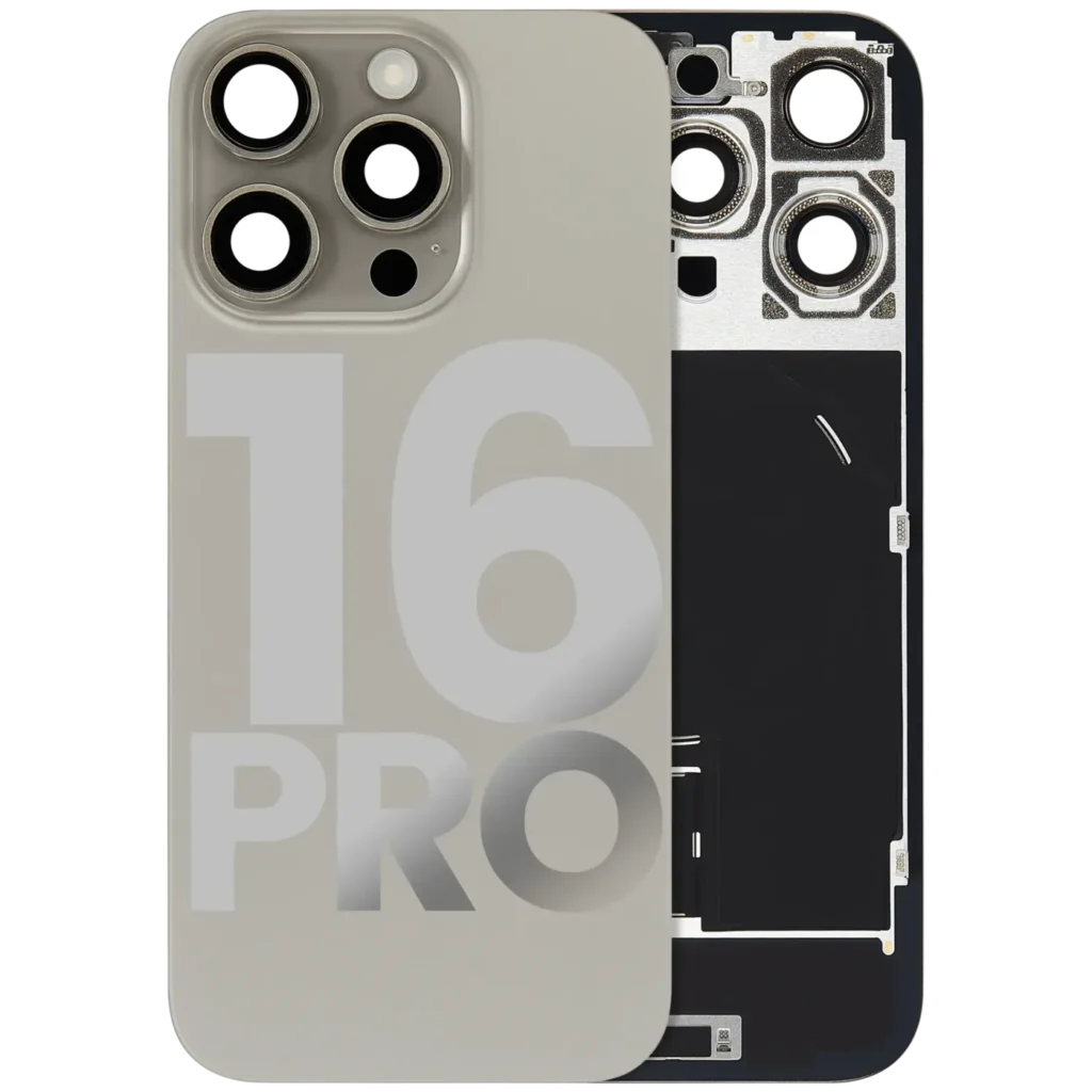Back Glass w/ MagSafe Magnet & NFC & Flashlight Flex For iPhone 16 Pro (Used OEM Pull: Grade C) (Natural Titanium)