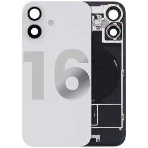 Back Glass w/ MagSafe Magnet & NFC & Flashlight Flex For iPhone 16 (Used OEM Pull: Grade C) (White)