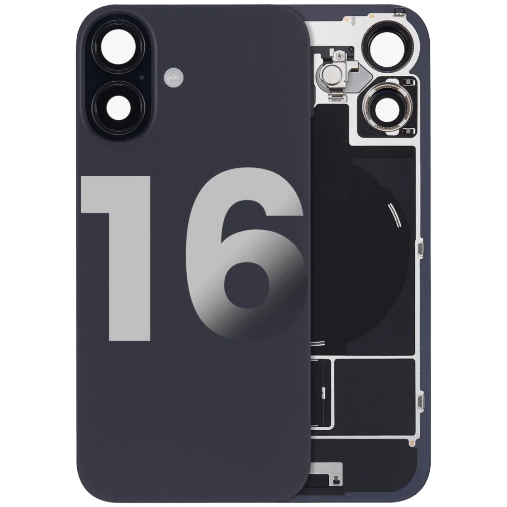 Back Glass w/ MagSafe Magnet & NFC & Flashlight Flex For iPhone 16 (Used OEM Pull: Grade C) (Black)