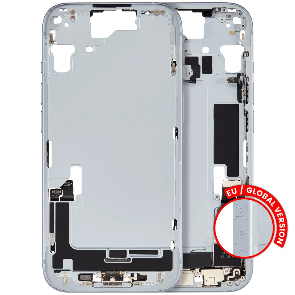 Mid-Frame Housing W/ Charging Port Flex & Small Parts For iPhone 15 (EU / Global Version) (Used OEM Pull: Grade B) (Blue)