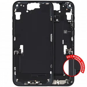Mid-Frame Housing W/ Charging Port Flex & Small Parts For iPhone 15 Plus (EU / Global Version) (Used OEM Pull: Grade B) (Black)