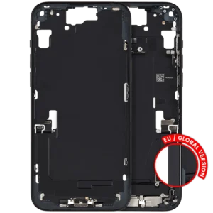 Mid-Frame Housing W/ Charging Port Flex & Small Parts For iPhone 15 Plus (EU / Global Version) (Used OEM Pull: Grade C) (Black)