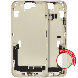 Mid-Frame Housing W/ Charging Port Flex & Small Parts For iPhone 15 Plus (EU / Global Version) (Used OEM Pull: Grade C) (Yellow)