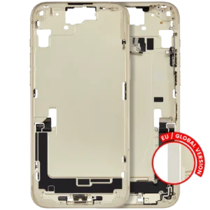 Mid-Frame Housing W/ Charging Port Flex & Small Parts For iPhone 15 Plus (EU / Global Version) (Used OEM Pull: Grade A) (Yellow)