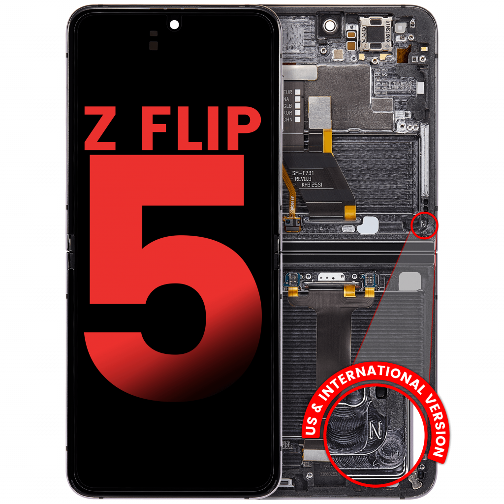 Inner OLED Assembly With Frame Compatible For Samsung Galaxy Z Flip 5 5G (F731) (US & International) (Aftermarket Plus) (Gray)