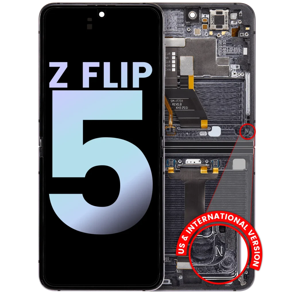 Inner OLED Assembly With Frame For Samsung Galaxy Z Flip 5 5G (US & International) (Service Pack) (Graphite)