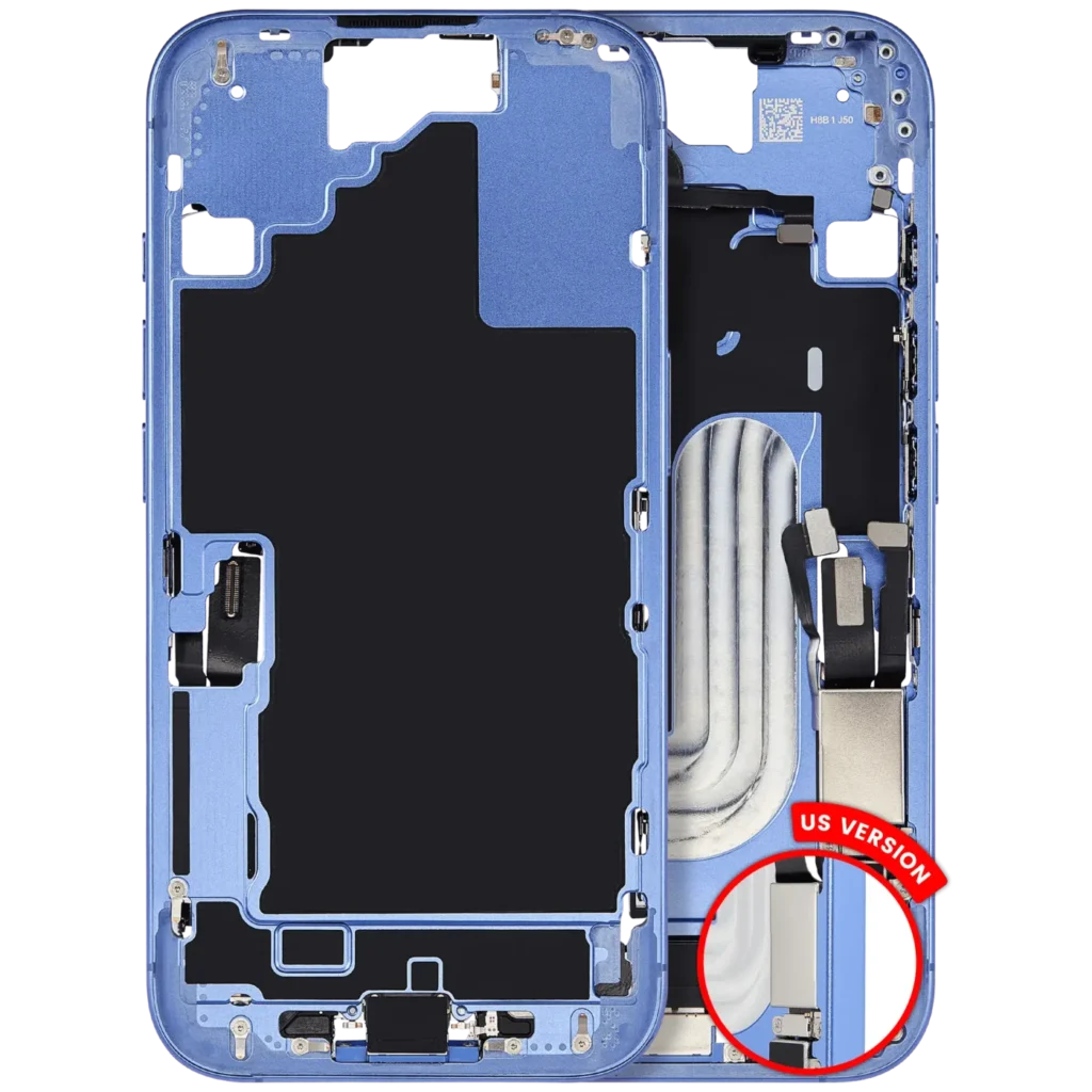 Mid-Frame Housing W/ Charging Port Flex & Small Parts For iPhone 16 (US Version) (Used OEM Pull: Grade C) (Ultramarine)