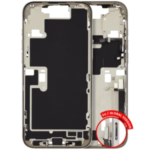 Mid-Frame Housing W/ Charging Port Flex & Small Parts For iPhone 16 Pro Max (EU / Global Version) (Used OEM Pull: Grade B) (Natural Titanium)