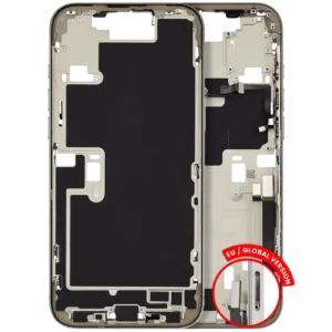 Mid-Frame Housing W/ Charging Port Flex & Small Parts For iPhone 16 Pro Max (EU / Global Version) (Used OEM Pull: Grade C) (Natural Titanium)