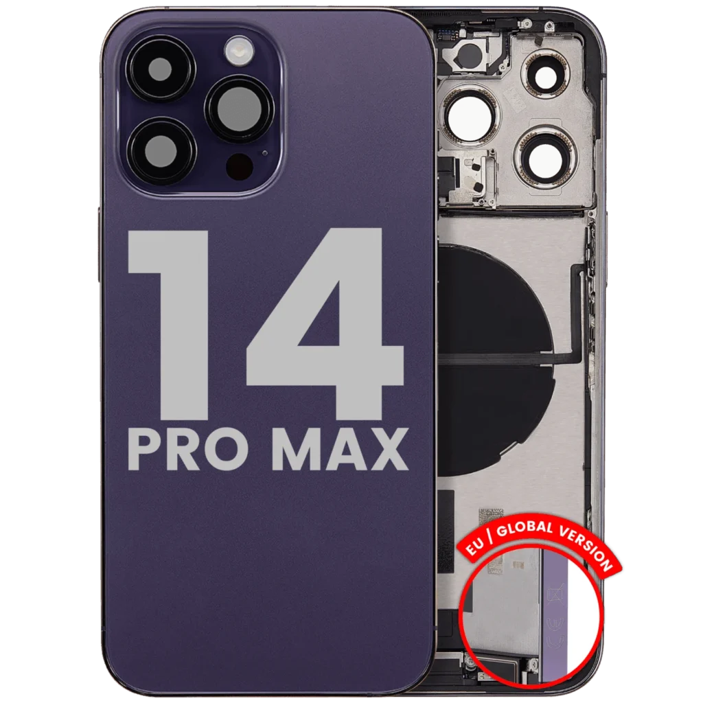 Back Housing W/ Charging Port Flex & Small Parts For iPhone 14 Pro Max (EU / Global Version) (Used OEM Pull: Grade B) (Deep Purple)