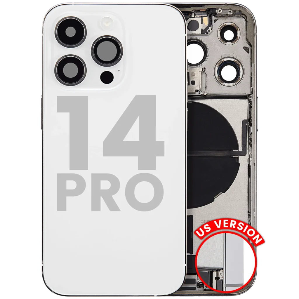 Back Housing W/ Charging Port Flex & Small Parts For iPhone 14 Pro (US Version) (Used OEM Pull: Grade C) (Silver)