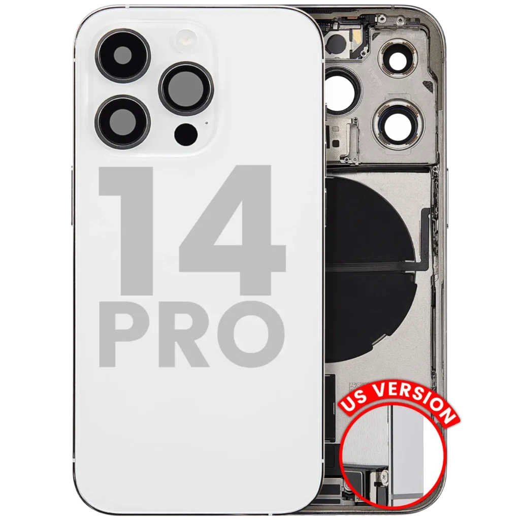 Back Housing W/ Charging Port Flex & Small Parts For iPhone 14 Pro (US Version) (Used OEM Pull: Grade A) (Silver)