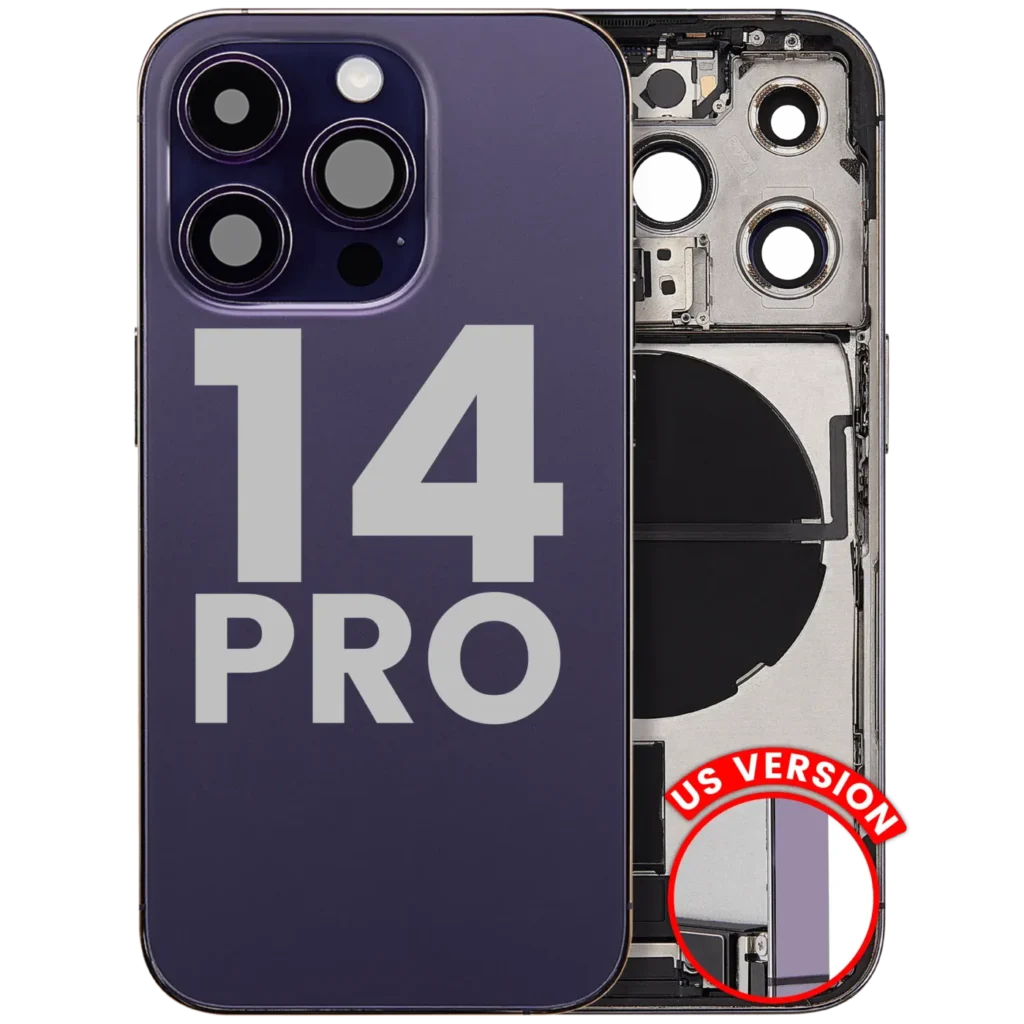 Back Housing W/ Charging Port Flex & Small Parts For iPhone 14 Pro (US Version) (Used OEM Pull: Grade A) (Deep Purple)