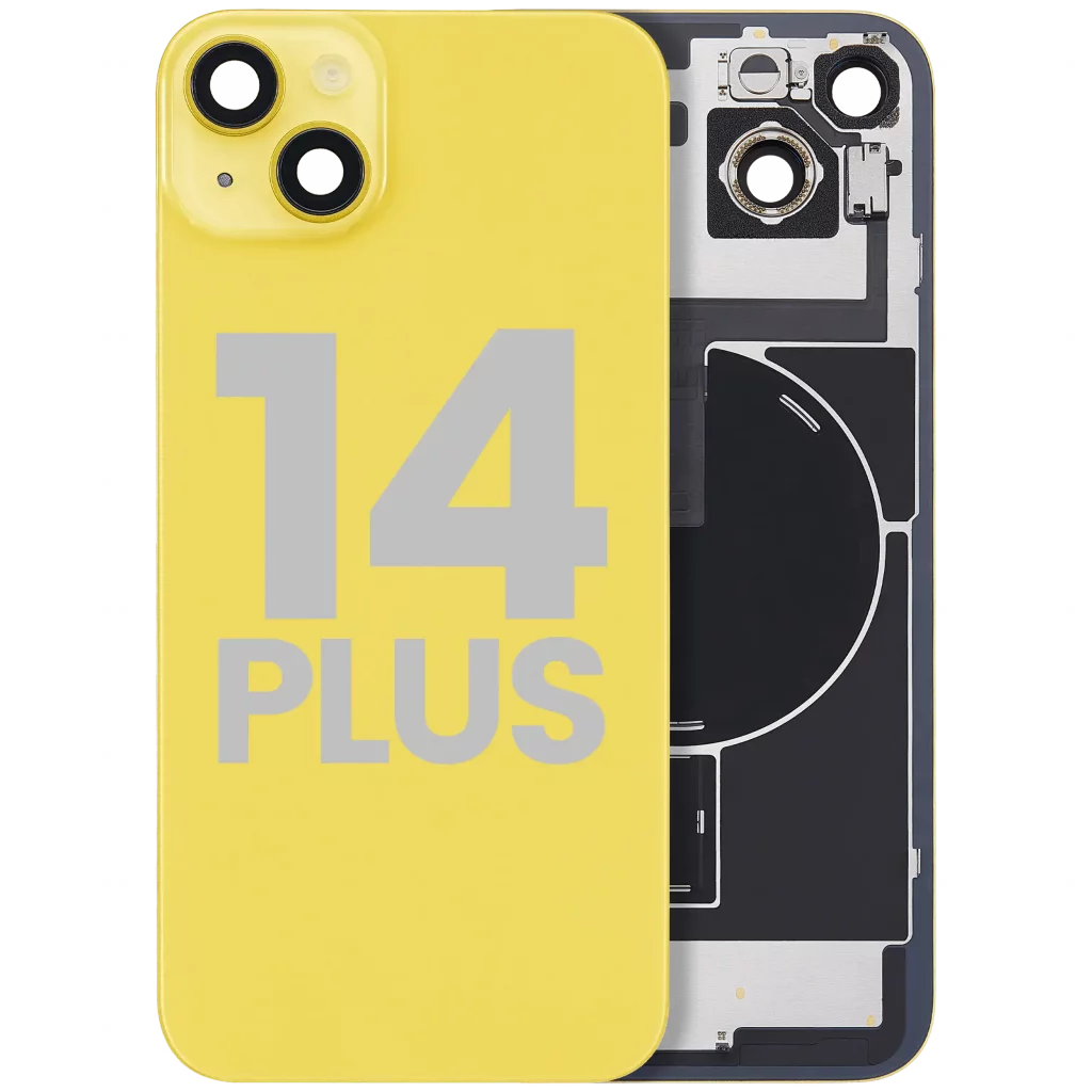 Back Glass w/ MagSafe Magnet & NFC & Flashlight Flex For iPhone 14 Plus (Used OEM Pull: Grade B) (Yellow)