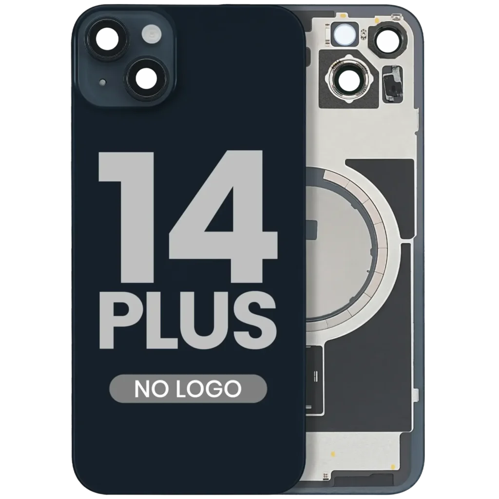 Back Glass w/ MagSafe Magnet For iPhone 14 Plus (Aftermarket) (Midnight) (No Logo)