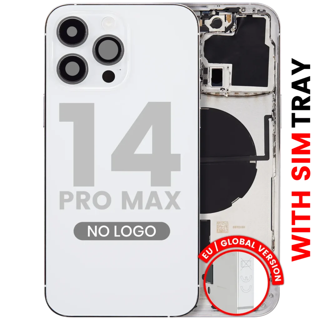 Back Housing W/ Small Parts For iPhone 14 Pro Max (EU / Global Version) (Aftermarket Plus) (Silver)