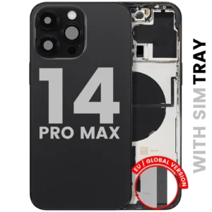 Back Housing W/ Small Parts For iPhone 14 Pro Max (EU / Global Version) (Used OEM Pull: Grade C) (Space Black)