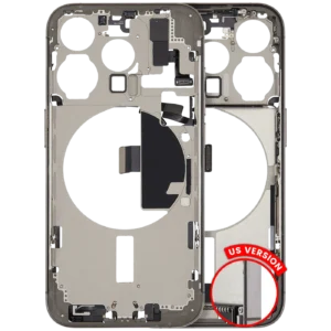 Mid-Frame Housing W/ Charging Port Flex & Small Parts For iPhone 15 Pro (US Version) (Used OEM Pull: Grade A) (Natural Titanium)