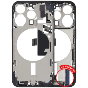 Mid-Frame Housing W/ Charging Port Flex & Small Parts For iPhone 15 Pro (US Version) (Used OEM Pull: Grade A) (Blue Titanium)