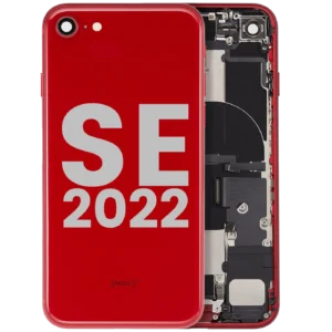 Back Housing W/ Charging Port Flex and Small Components Pre-Installed For iPhone SE (2022) (Used OEM Pull: Grade B) (Red)