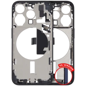 Mid-Frame Housing W/ Charging Port Flex & Small Parts For iPhone 15 Pro (US Version) (Used OEM Pull: Grade B) (Blue Titanium)