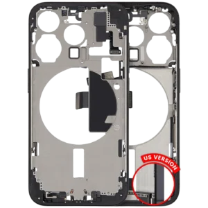 Mid-Frame Housing W/ Charging Port Flex & Small Parts For iPhone 15 Pro (US Version) (Used OEM Pull: Grade B) (Black Titanium)