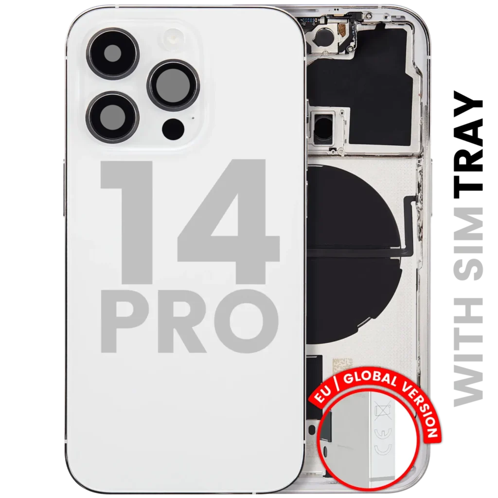 Back Housing W/ Small Parts For iPhone 14 Pro (EU / Global Version) (Used OEM Pull: Grade B) (Silver)